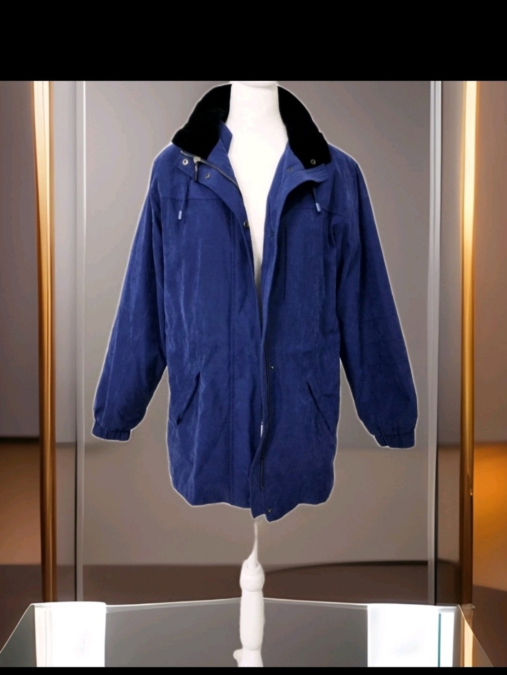 Royal Blue Jacket with Black Collar Hoodie and Soft Feeling To It .By Gallery